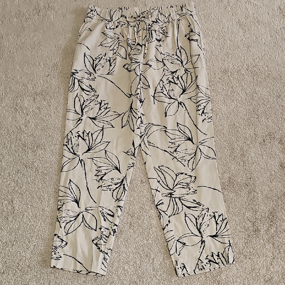 Calvin Klein Beige and Black Patterned Pants